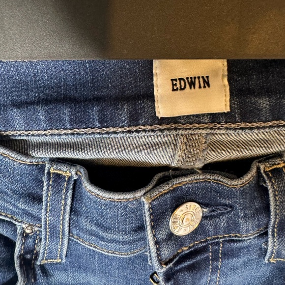 Edwin Anthropology Skinny Jeans Ankle Crop Cut Denim Dark Wash Size 25 - Picture 4 of 8